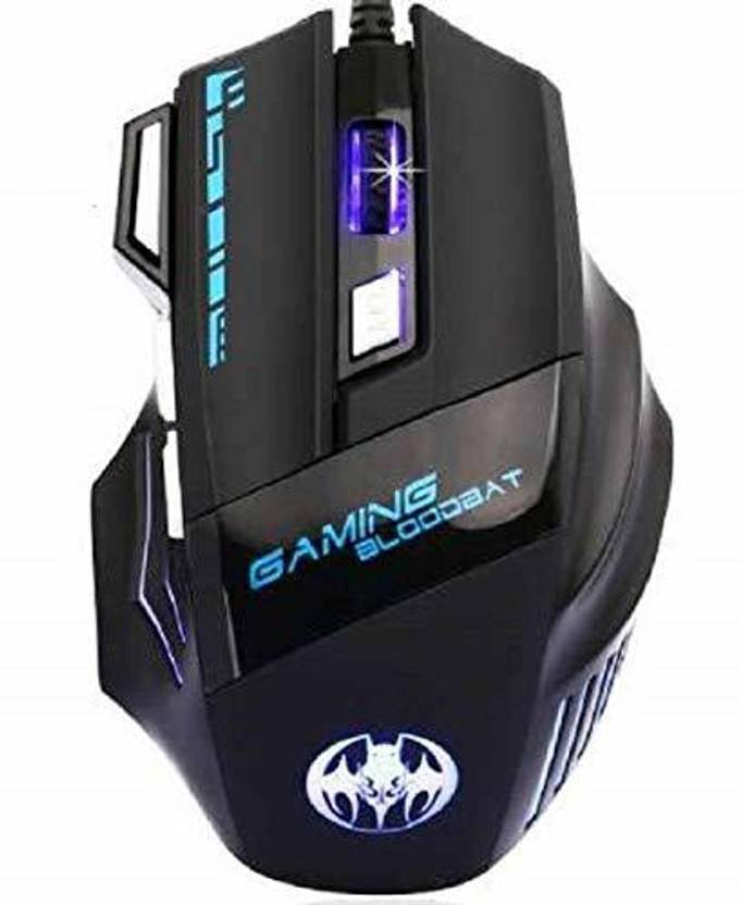 MFTEK BLOODBAT Mouse 7 LED Colors 7 Button Wired Optical Gaming Mouse DPI (10005500) Black