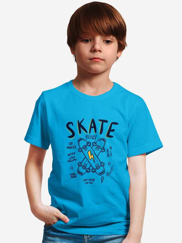 x2o Boys Typography, Printed Cotton Blend Regular T Shirt