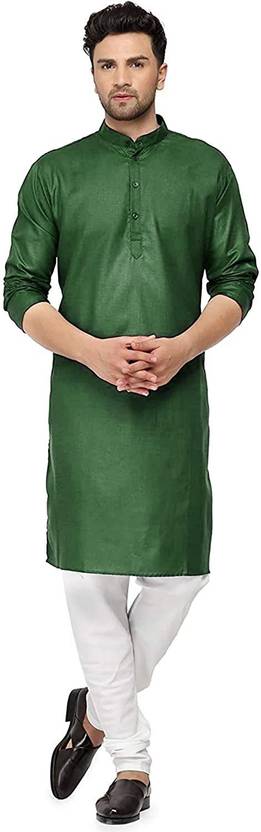 BHAVESHBHAI Solid Cotton Blend Straight Kurta for Men