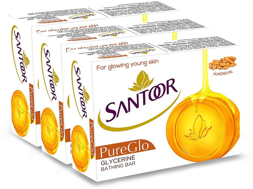 Santoor Pureglow Bathing Bar with Almond Oil & Glycerine Soap
