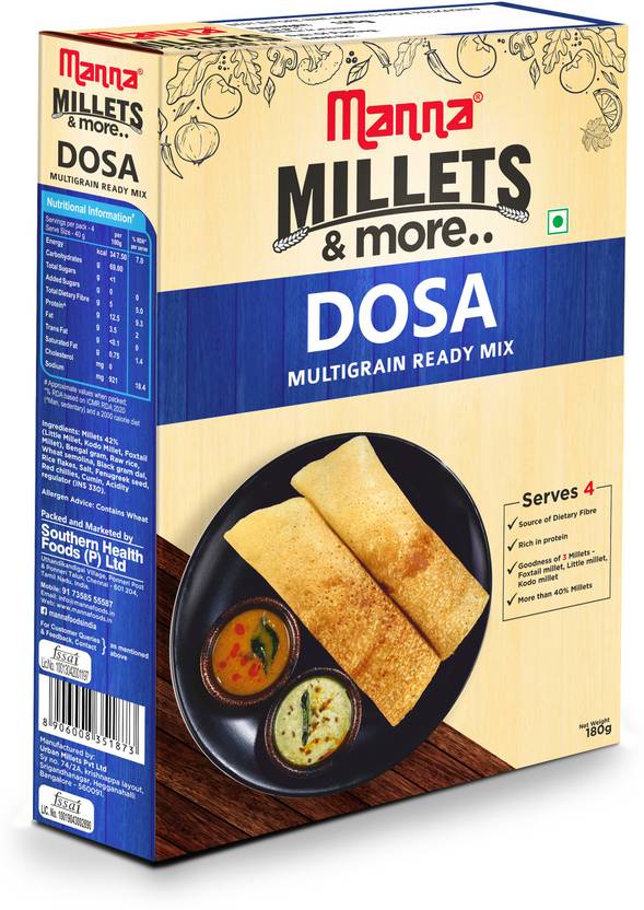 Manna Instant Multigrain Millet Dosa Ready Mix Dosa Batter Serves 4