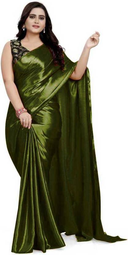 Amiga fashion Solid/Plain Bollywood Satin Saree