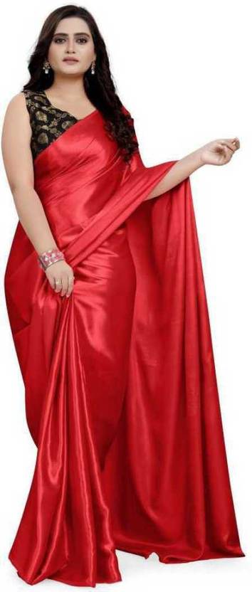 Amiga fashion Solid/Plain Bollywood Satin Saree