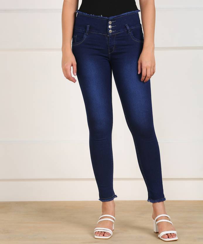 F2M Women Slim Mid Rise Dark Blue Jeans