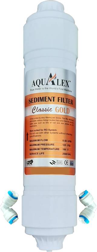 AQUALEX Pokar RO, Classic Gold Inline Filter Sediment Filter + 2pcs Elbow Suitable for All RO Water Pu...