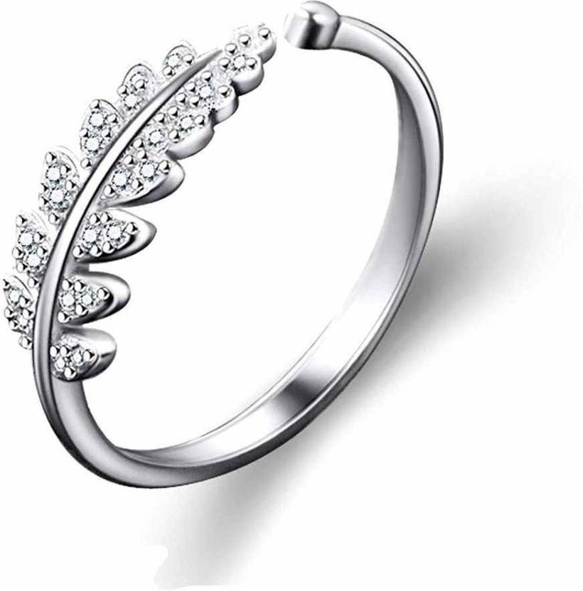 Aazeen Ring Brass and Cubic Zirconia Adjustable Love Collection Jewellery For Women Girls Stainless Steel Cubic Zirconia Brass Plated Ring