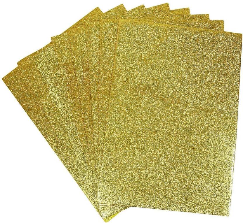 ARTTWALA EVA Foam Glitter Sheets A4 Size - for Arts & Crafts, Scrapbook, Paper Decorations, DIY Projects (GOLDEN, 10)