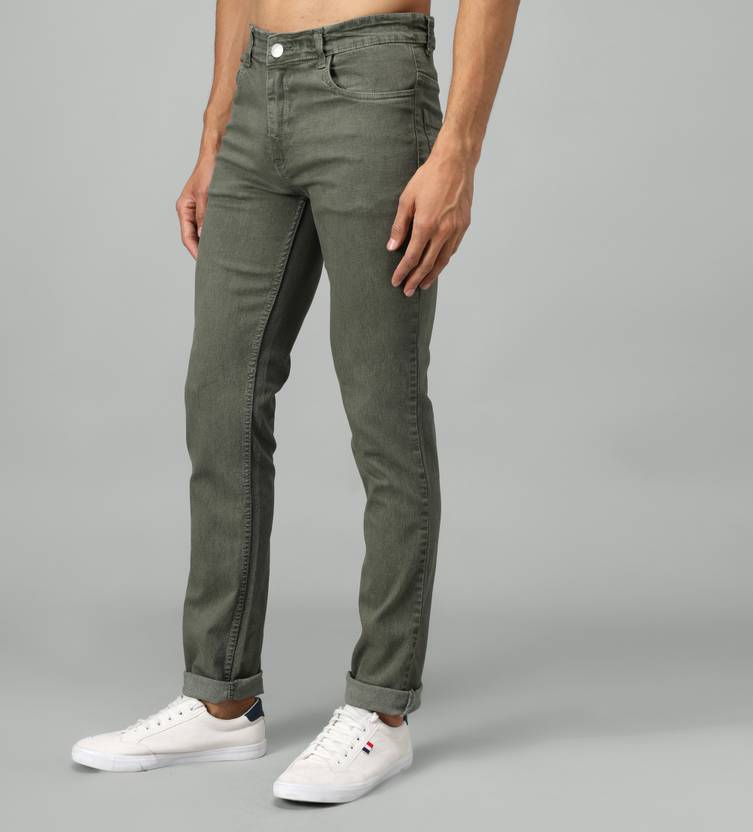 Men Regular Mid Rise Dark Green Jeans