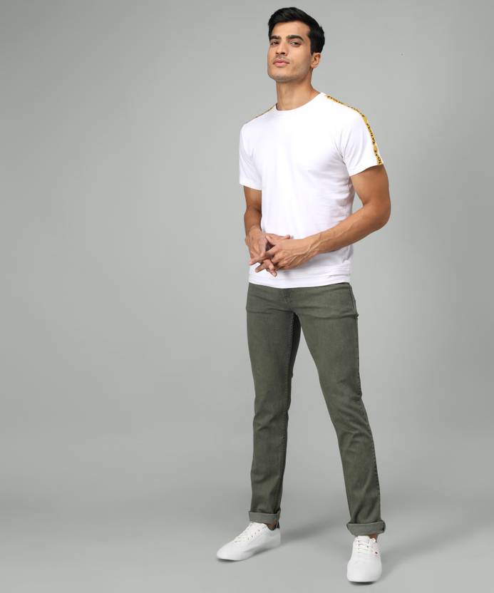 Men Regular Mid Rise Dark Green Jeans
