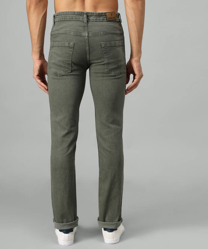 Men Regular Mid Rise Dark Green Jeans