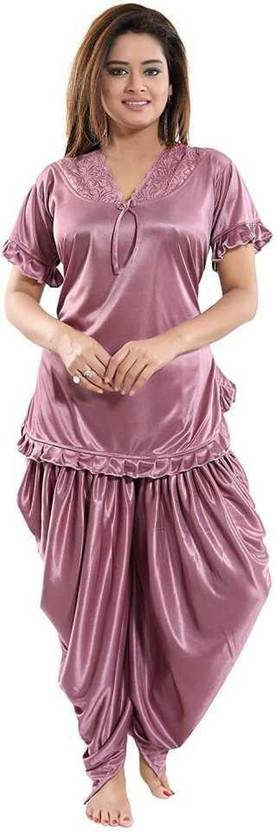 BrideSpecial Women Top & Pyjama Set Purple Solid