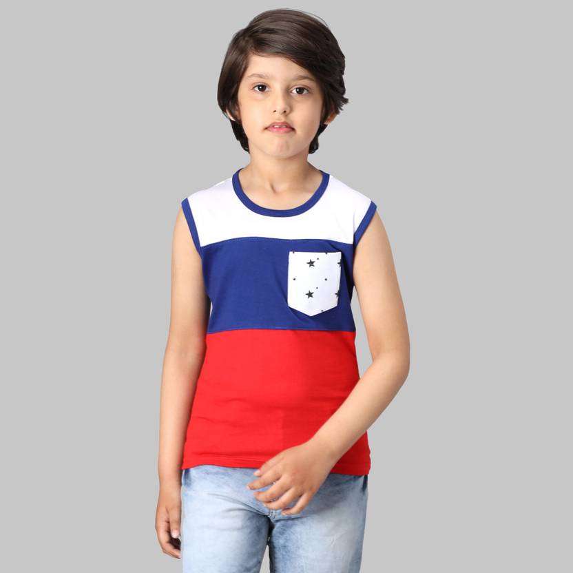ANIXA Boys Colorblock Cotton Blend Regular T Shirt