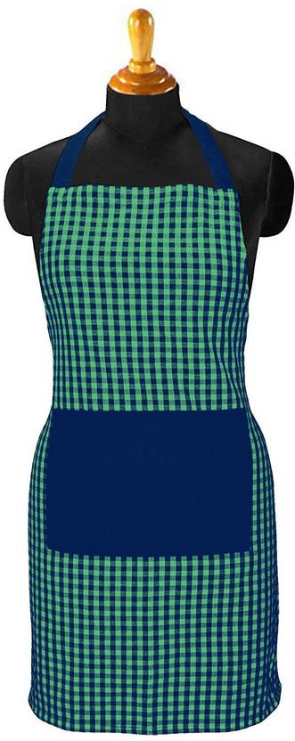 Feather Green Cotton Home Use Apron - Free Size