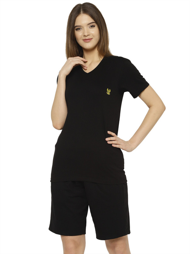 VIMAL JONNEY Women Solid Black Top 