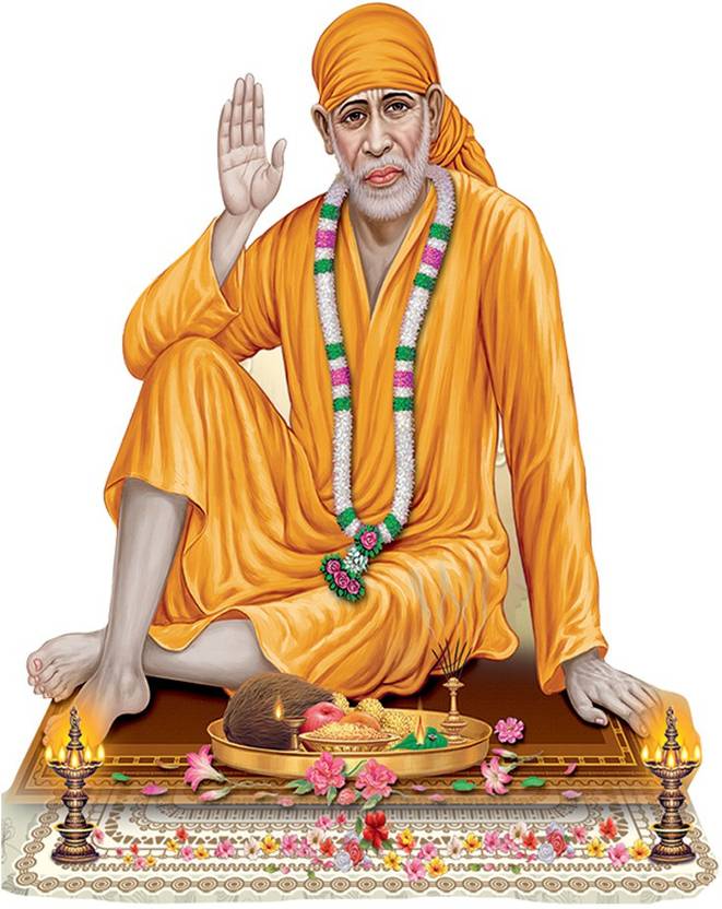 Masstone 41 cm Sai baba Shirdi Religious God Wall Sticker Self Adhesive