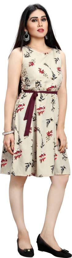 Women Fit and Flare Black, Gold Dress