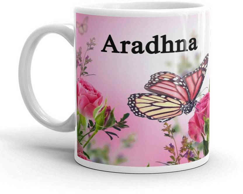 Vrantikar Aradhna Name Pink Flower & Butterfly Printed Gift For