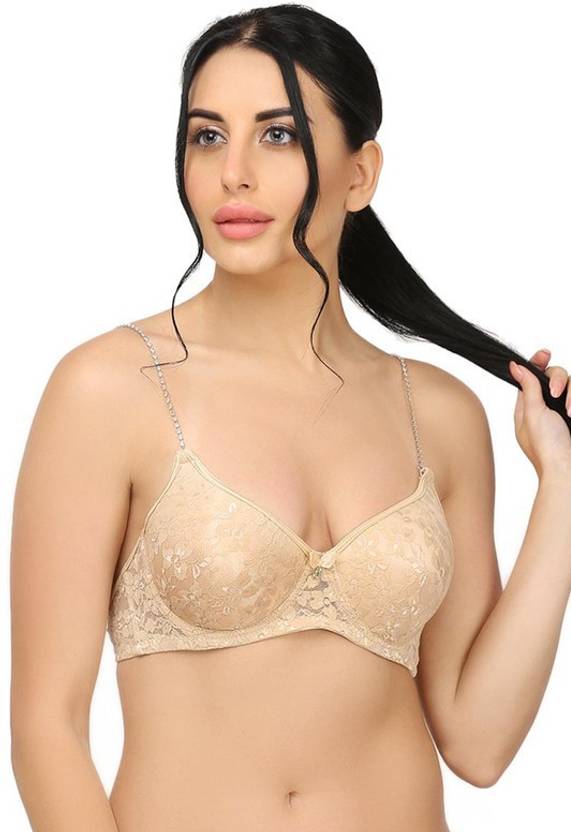 Women T-Shirt Lightly Padded Bra  (Beige)