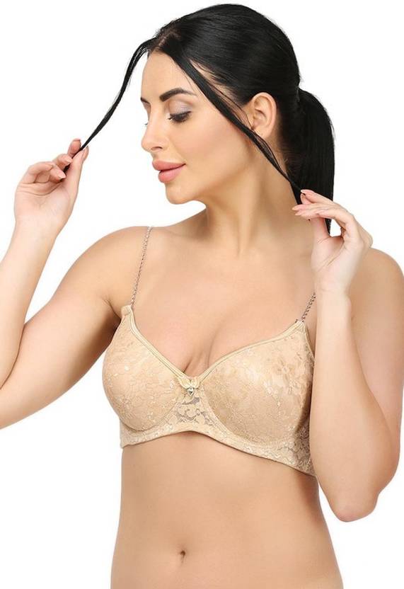 Women T-Shirt Lightly Padded Bra  (Beige)