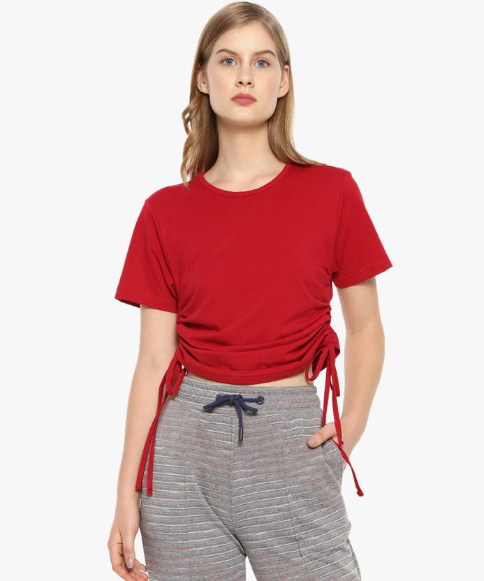 PINACOLADA Casual Half Sleeve Solid Women Red Top