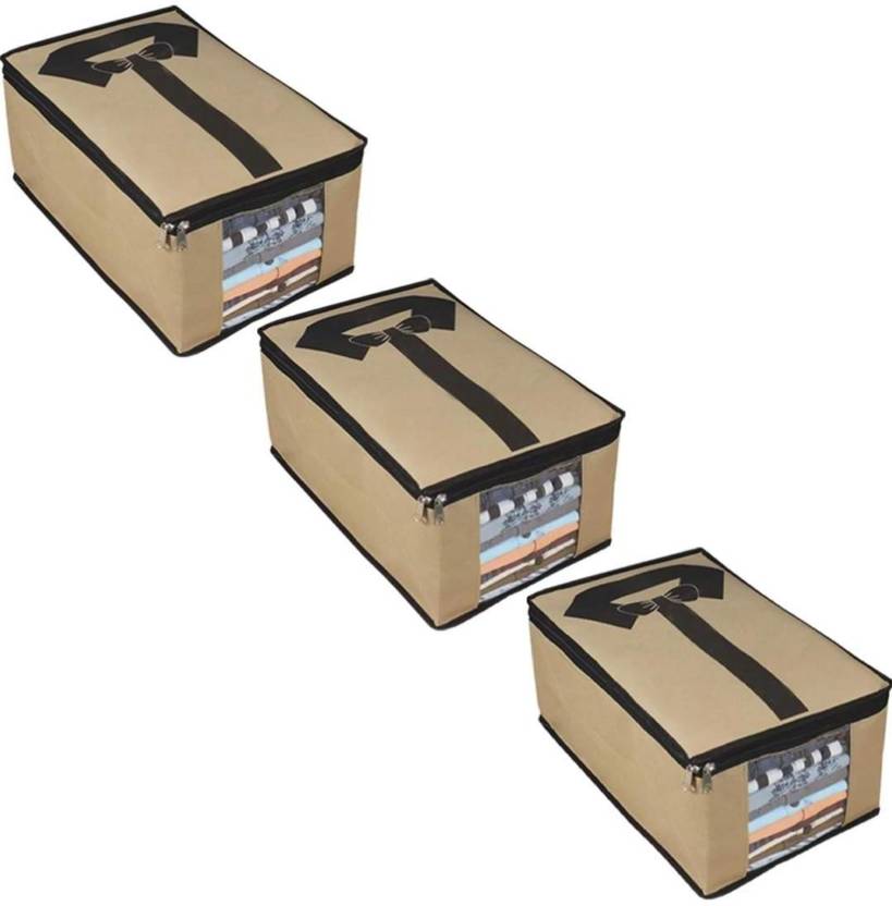 Tiarakrafts 3 Shirt Cover, Clothes Bag Shirt Organiser & storage bag, 3 pcs set (Beige) 2264156