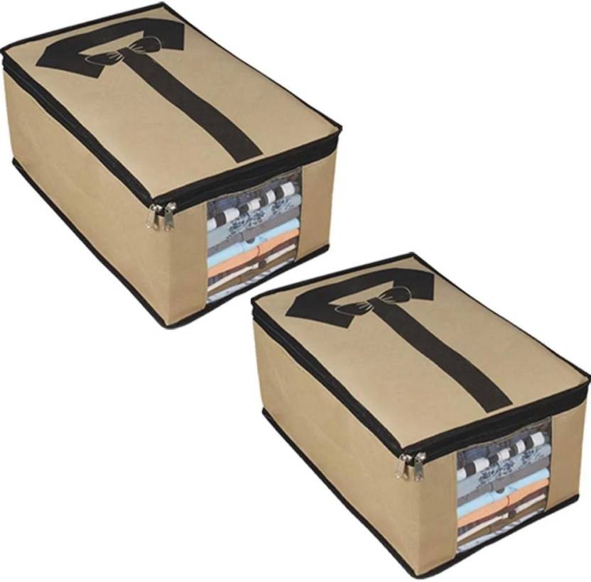 Tiarakrafts 3 Shirt Cover, Clothes Bag Shirt Organiser & storage bag, 2 pcs set (Beige) 32312
