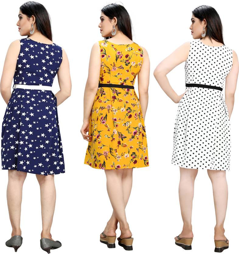 Women Fit and Flare Dark Blue Dress