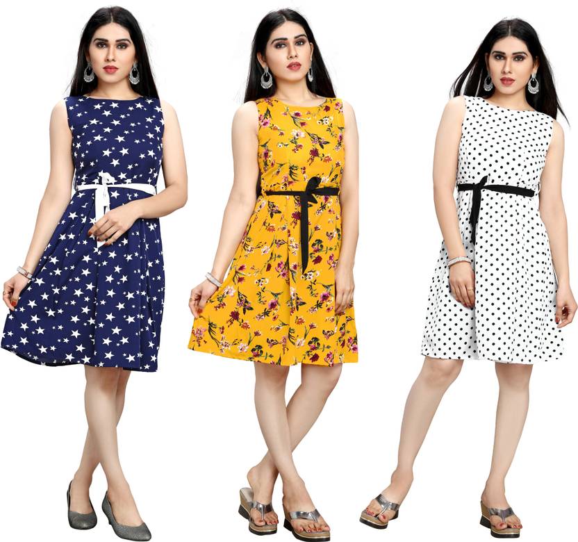 Women Fit and Flare Dark Blue Dress