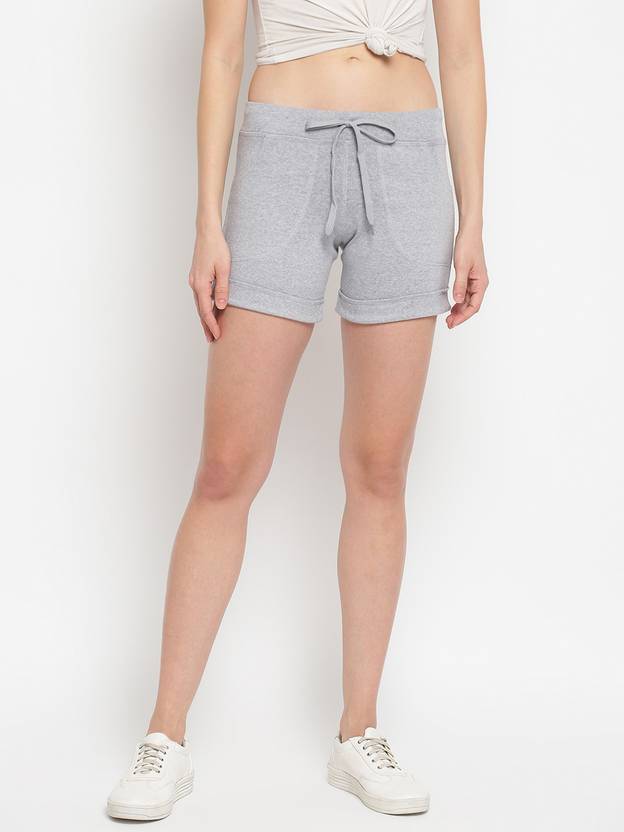 STYLESTONE Solid Women Grey Basic Shorts