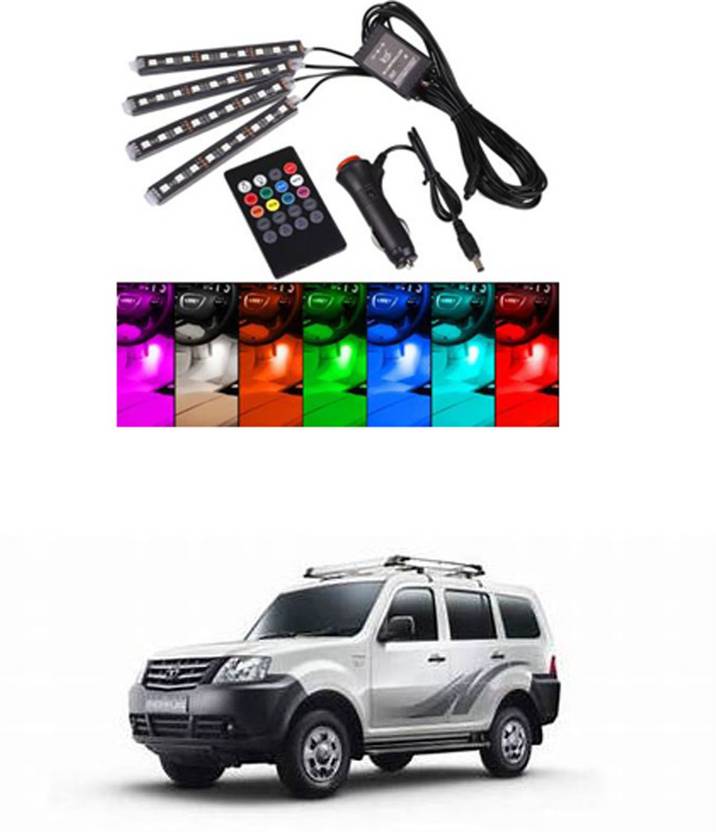APICAL Atmosphere Lights Car LED Strip Light 4pcs 48 LED DC 12V Multicolor Music Car Interior Light LED Under Dash Lighting Kit with Sound Active Function and Wireless Remote Control Car Dashboard Lights (Multicolor)280 Dash Light Car LED for Tata (12 V, 75 W)