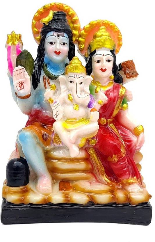BHATIA Polyresin Divine Shiv Parivar Statue For Home Decor Diwali/Other Purpose Showpiece Office Gift, Multicolor Decorative Showpiece Decorative Showpiece  -  14 cm