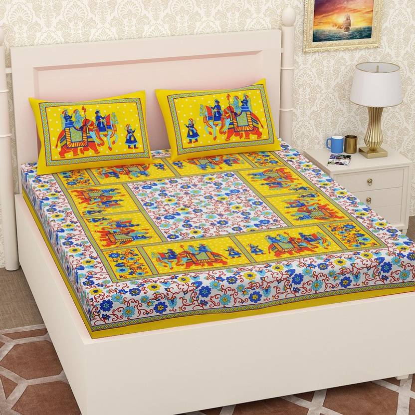 LOCEE 144 TC Cotton Queen Jaipuri Prints Flat Bedsheet Buy LOCEE 144