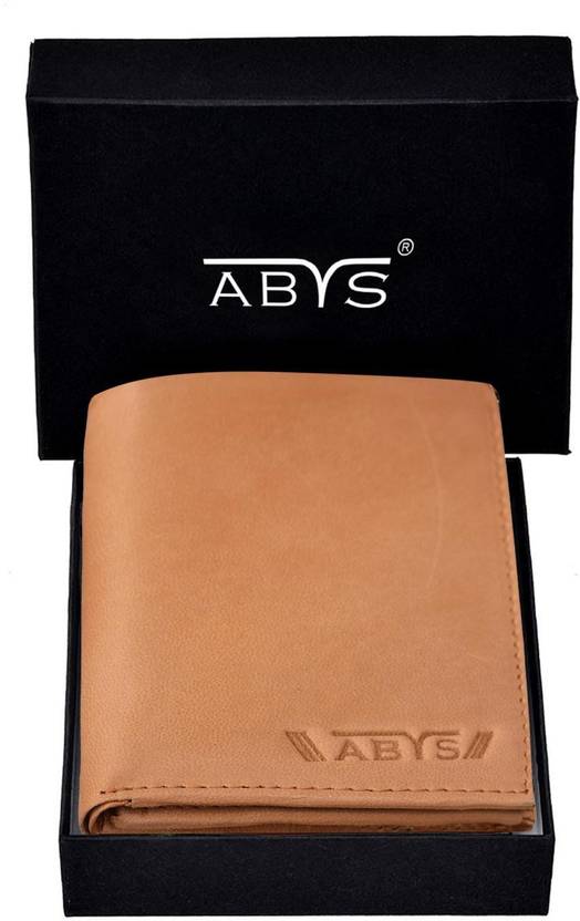 Men Tan Genuine Leather Wallet - Mini  (8 Card Slots)