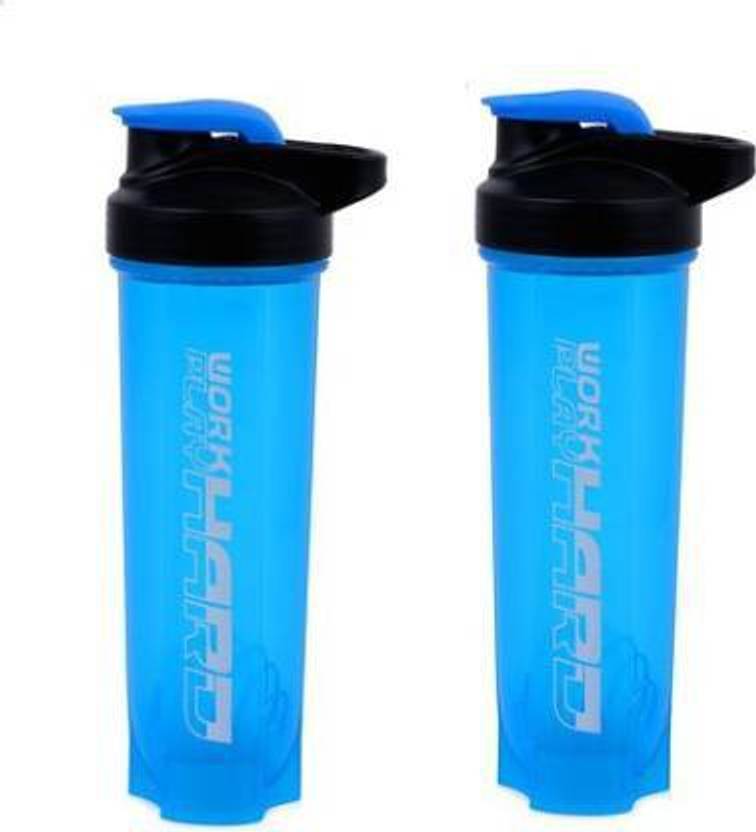 ALLIEDSALESINDIA SG-602 GYM BOTTLE COMBO 700 ml Shaker (Pack of 2, Blue, Black, Plastic) 700 ml Plastic Shaker