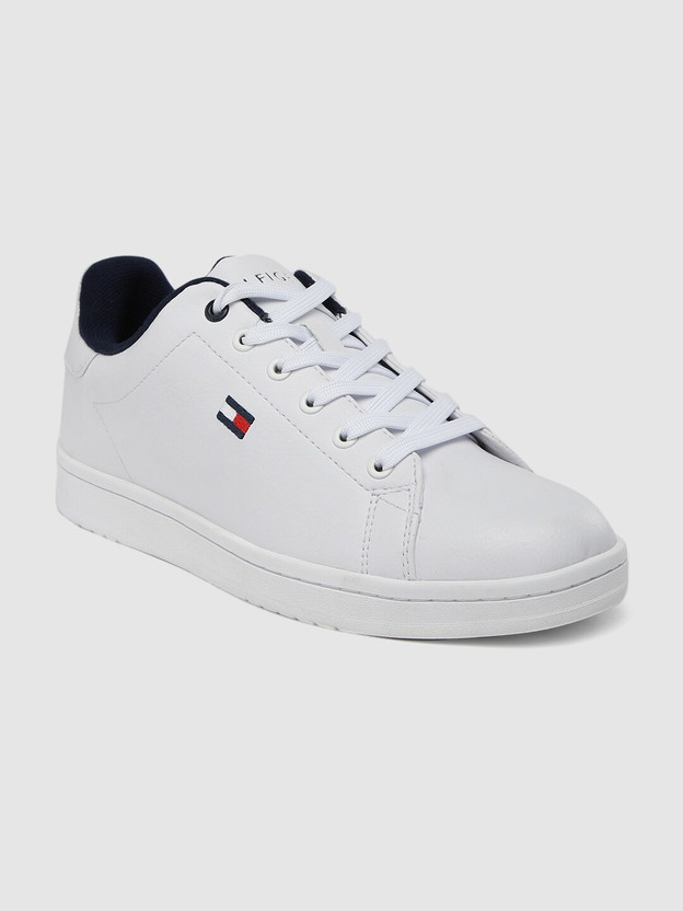 tommy hilfiger men white solid sneakers