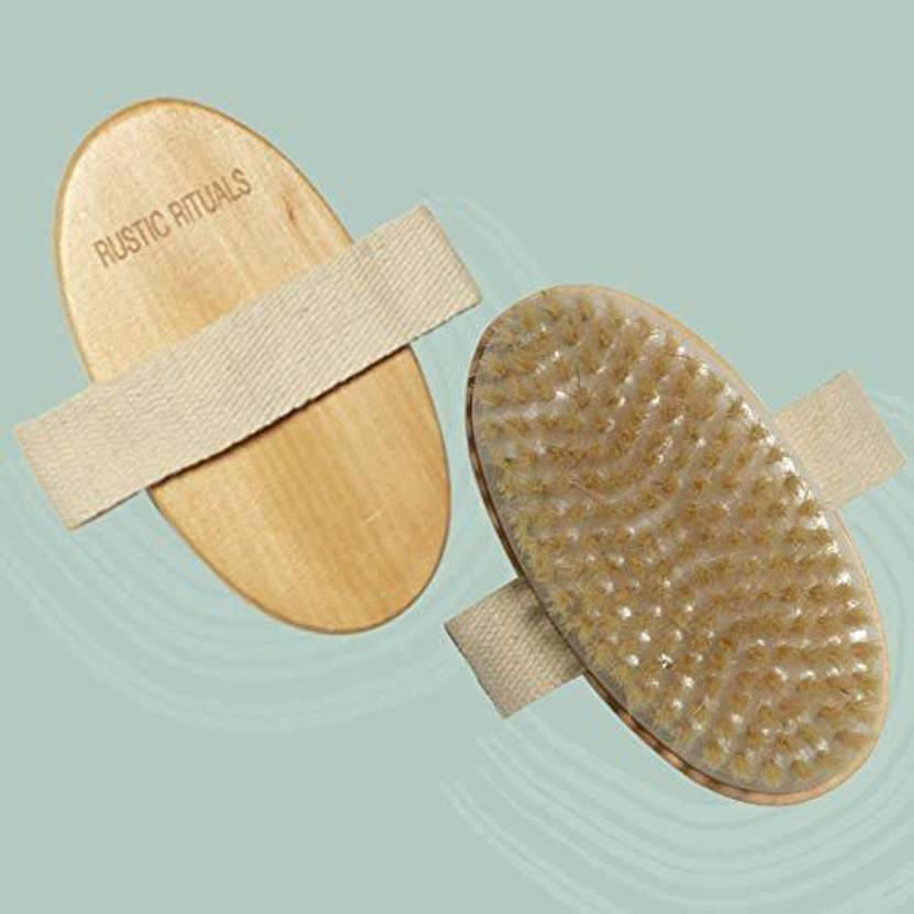 Rustic Rituals Wooden Bath Brush for Dry brushing | Wet and Dry Bath Brush for Cellulite and Lymphatic, Suitable for all skin types