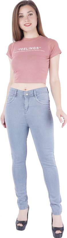 Women Skinny Mid Rise Grey Jeans
