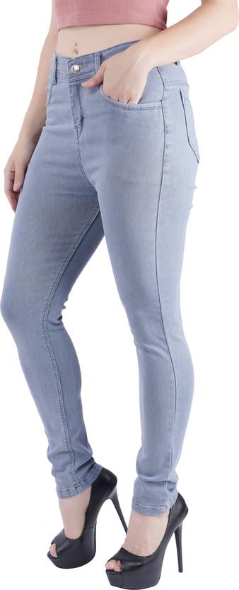 Women Skinny Mid Rise Grey Jeans