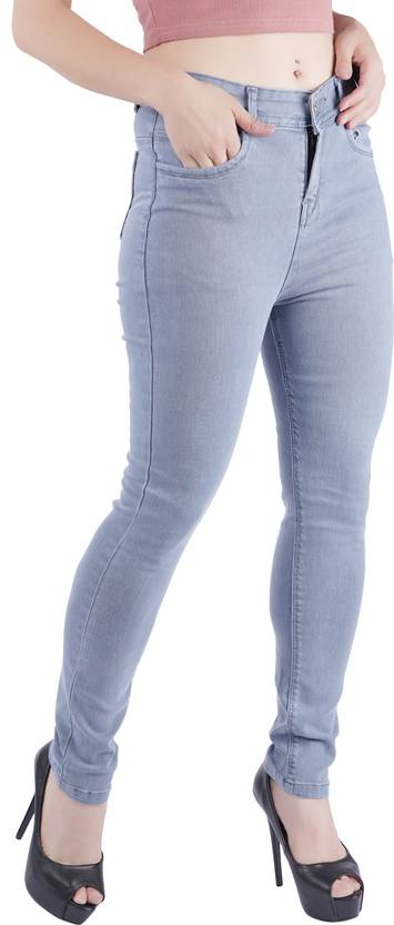 Women Skinny Mid Rise Grey Jeans