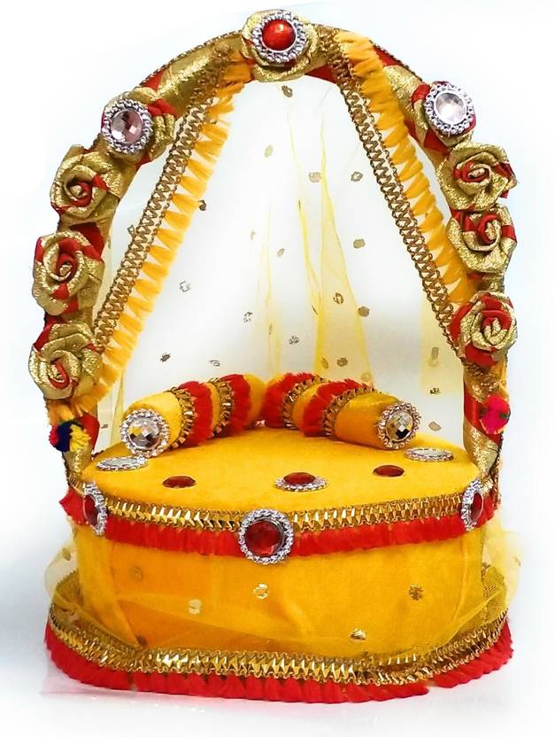 Sunshine Creation Yellow Color Gopal Ji Bed Wooden, Cotton All Purpose