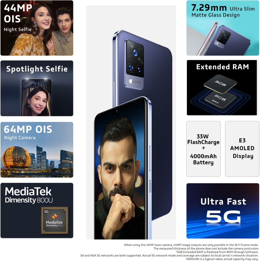 vivo V21 5G 256GB 8GB RAM Dusk Blue - Image 2
