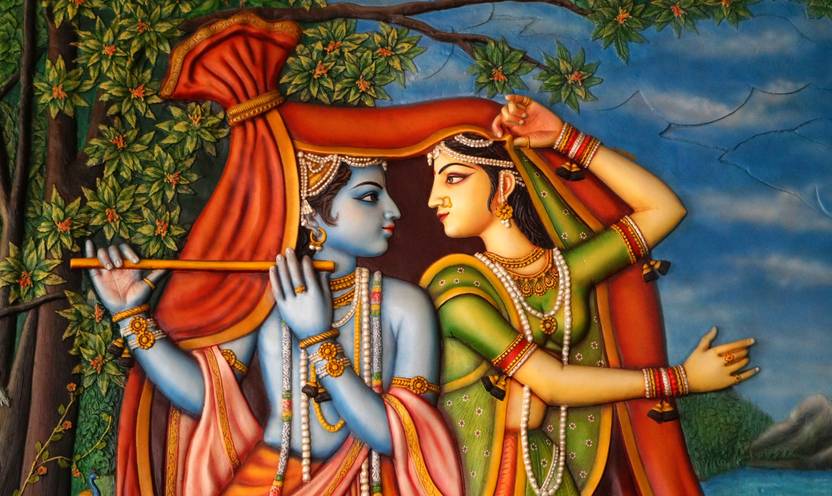 BUSY2BUY L2187 Krishna And Radha Laptop Sticker Vinyl Laptop Skin Compatible for 15.6 inch