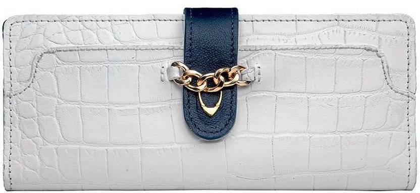 Women White Genuine Leather Wallet - Regular Size  (13 Card Slots)