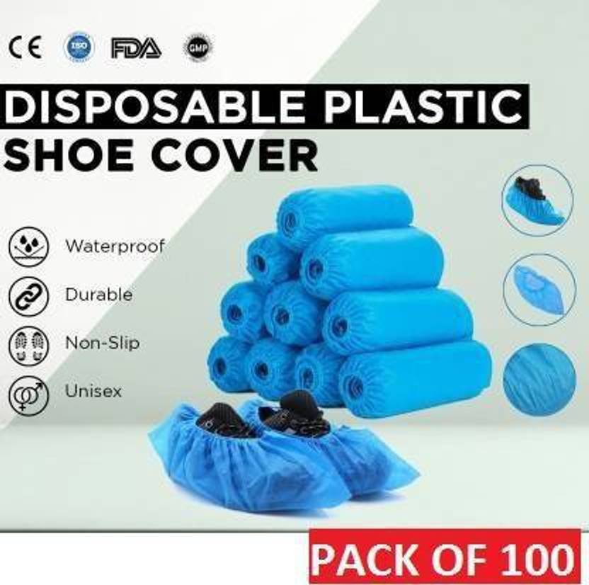 STYLERA 50 Pair,Disposable Shoe Cover-(pack of 100 ) BLUE Boots Shoe Cover PP (Polypropylene) BLUE Boots Shoe Cover, Toes Shoe Cover, High Heeled Shoe Cover, High Ankle Shoe Cover, Plastic BLUE Boots Shoe Cover