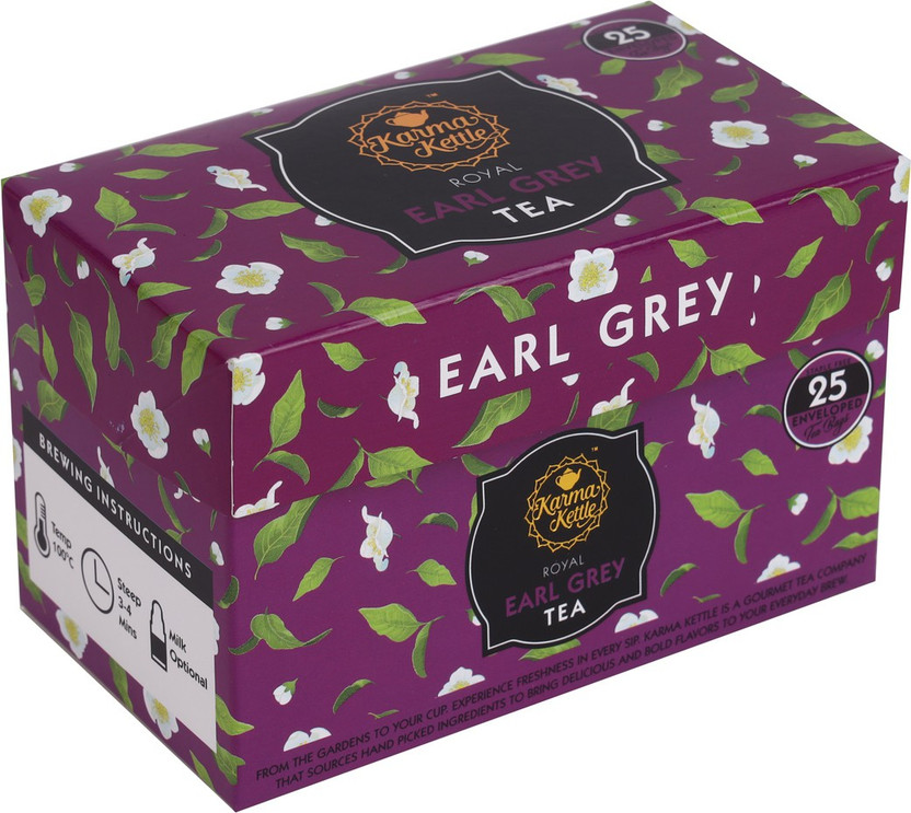 Karma Kettle Earl Grey Tea Unbleached and Staple-Free 25 Teabags
