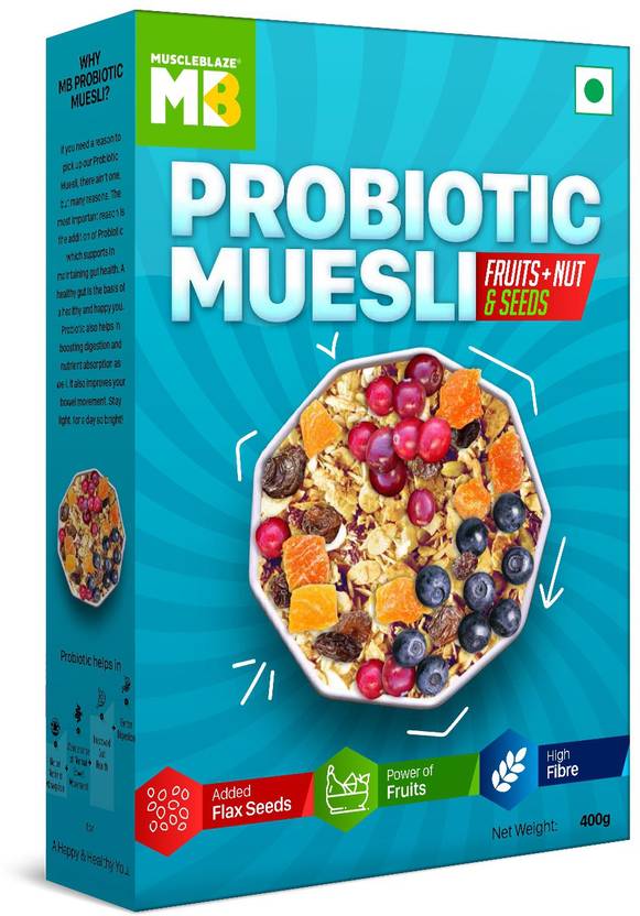 MUSCLEBLAZE Probiotic Muesli, Breakfast Cereals For Good Gut Health