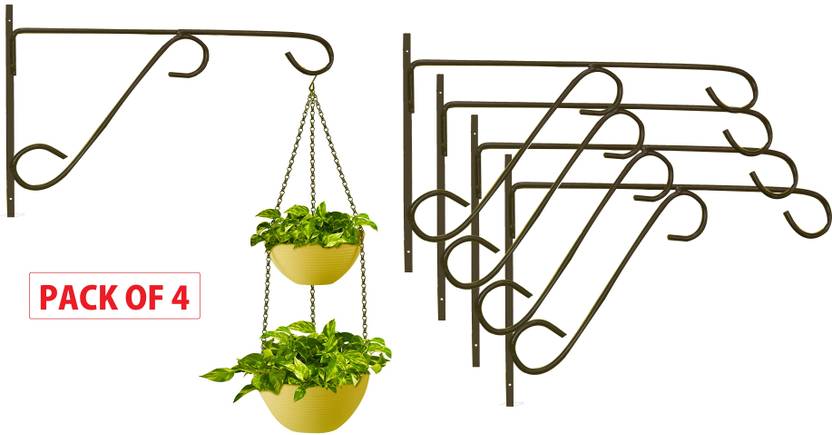BlessYou Wall Bracket Hanging Holder (Pack of 4) - Black Plant Container Set