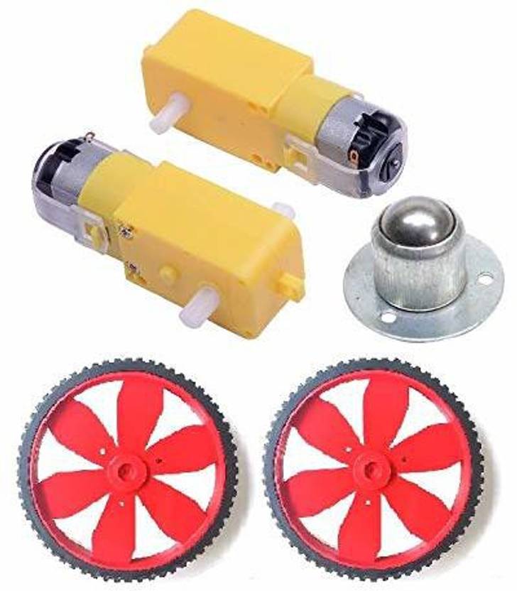 Scriptronics DC Gearbox Motor BO Motor With Tire Wheel DC 3-6V and ...