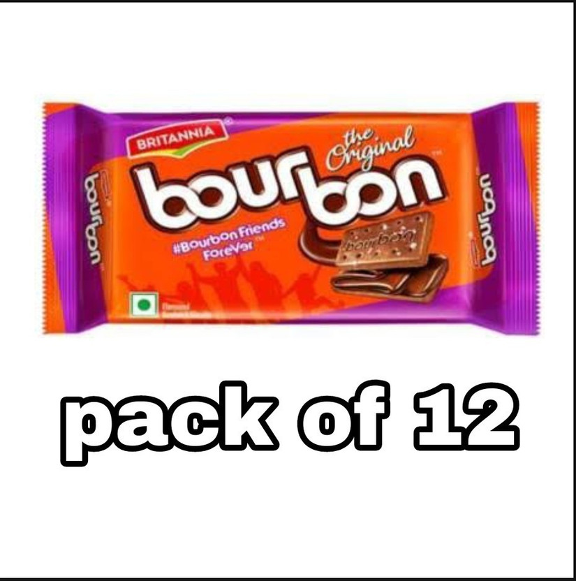 BRITANNIA Bourbon biscuits (pack of 12) 60 gm each Cream