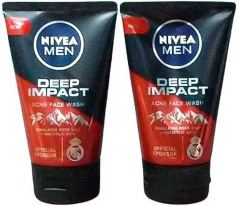 NIVEA Men , Deep Impact Acne With Himalayan Rock Salt (PACK OF 2) Face Wash
